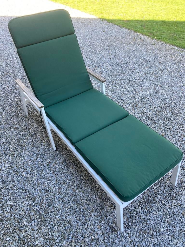 Gloster ligzetel, ligbed, deckchair met nieuw kussen, Tuin en Terras, Ligbedden, Ophalen, Zo goed als nieuw, Hout