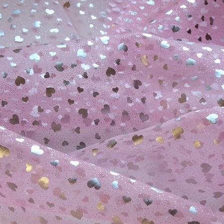 3,8 mètres organza  coeur pailleté rose, Neuf, Rose, 120 cm ou plus, Polyester