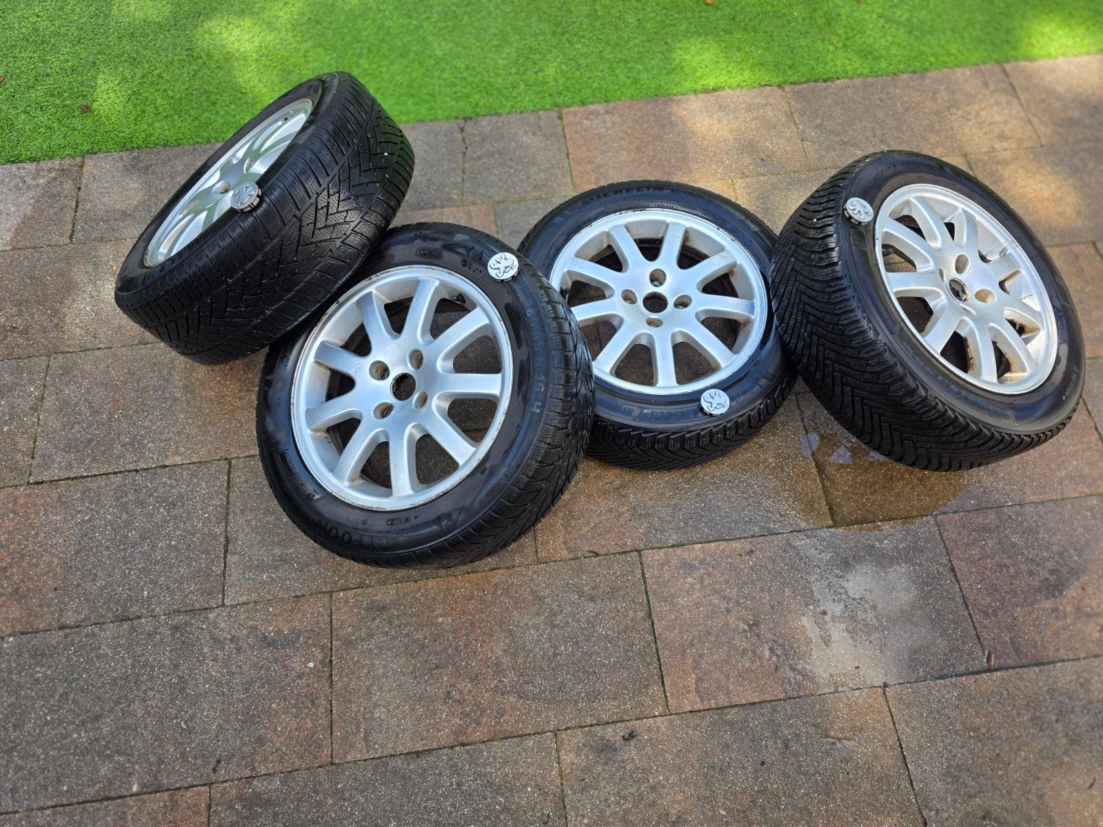 Set lichtmetalen velgen 205/55 R16 H winterbanden 2x Micheli, Auto-onderdelen, Ophalen, Gebruikt, 16 inch, Band(en)