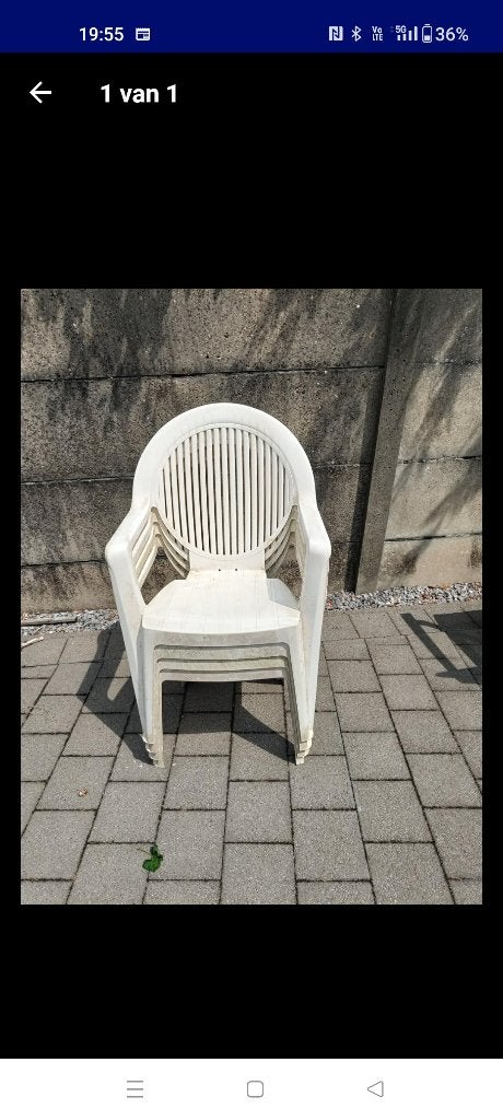Witte tuinstoelen, Tuin en Terras, Ophalen, Gebruikt, Plastic, Stapelbaar