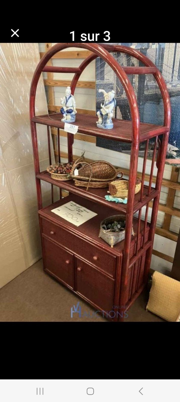 rode rotan wandkast van plm 82 x 38 x 175 cm voorzien van 2, Huis en Inrichting, Ophalen