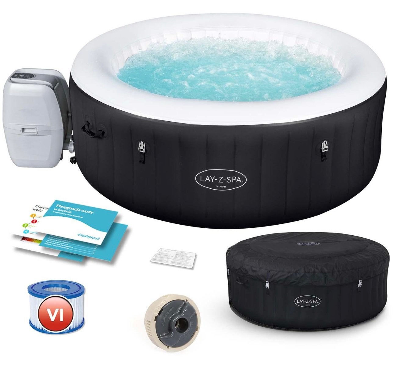 Bestway Lay-Z-Spa Miami Jacuzzi 4 Personen, Tuin en Terras, Ophalen, Zo goed als nieuw, Pomp, Opblaasbaar