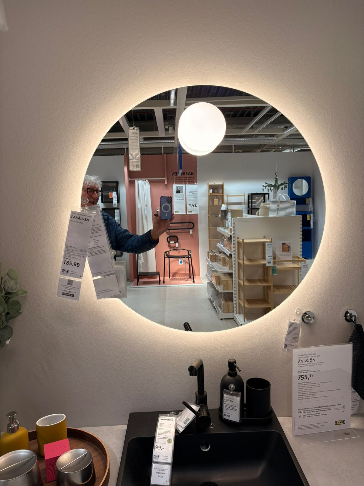 Grand miroir retro eclaire, Huis en Inrichting, Woonaccessoires | Spiegels, Zo goed als nieuw, 50 tot 75 cm, Rond, Ophalen