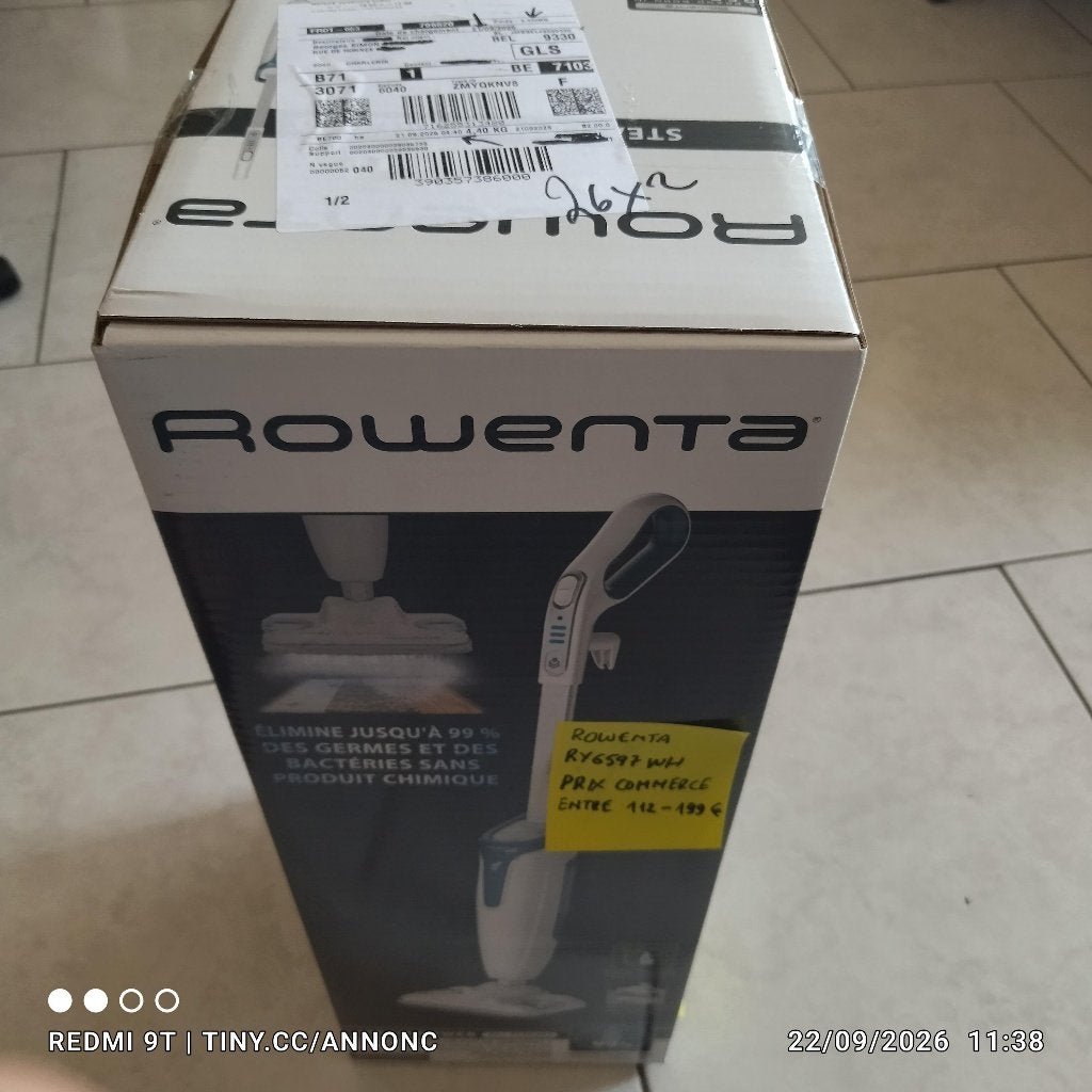 nettoyeur balai vapeur Rowenta RY6597WH, Electroménager, Enlèvement ou Envoi, Neuf, Nettoyeur à vapeur