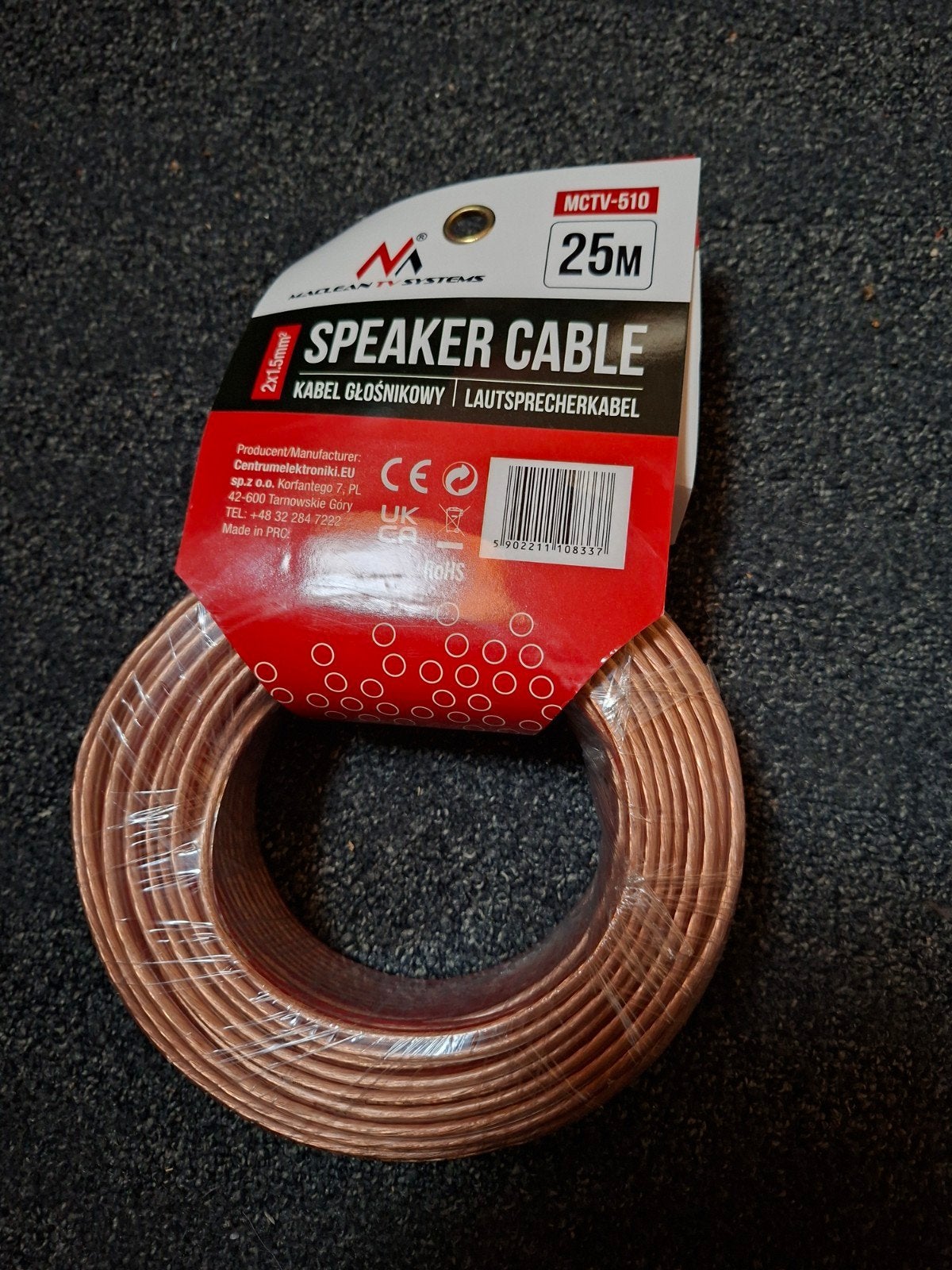 25 meter luidsprekerkabel. Nieuw in verpakking., Audio, Tv en Foto, Ophalen of Verzenden, Luidsprekerkabel