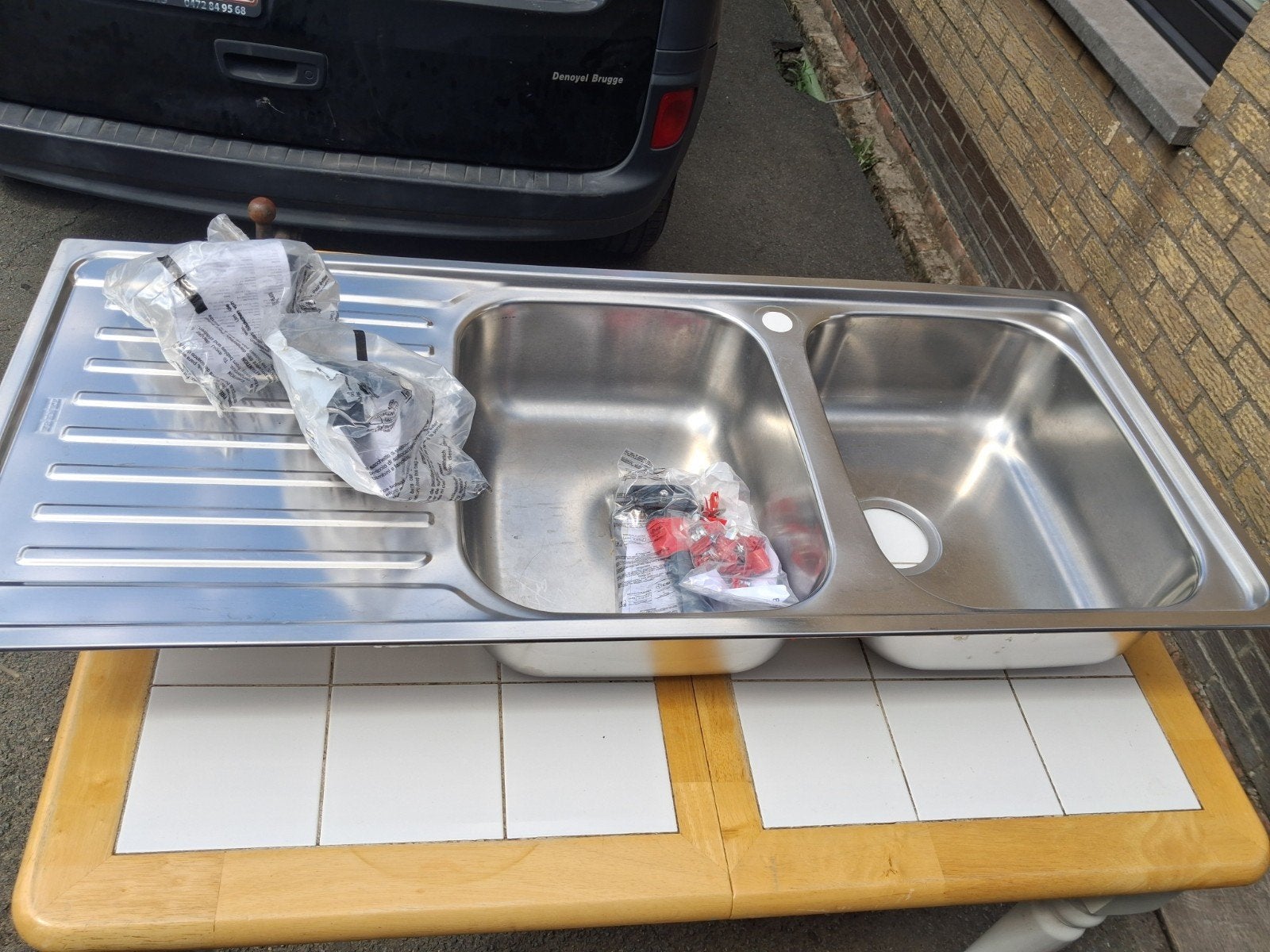 Dubbele spoelbak 'Franke' inox, Ophalen