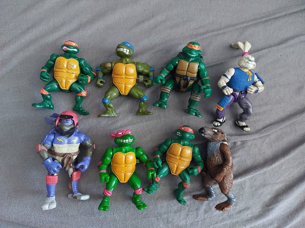 8 figurines Tortues Ninja lot, Enlèvement, Utilisé