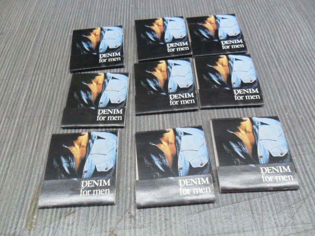 Vintage zakjes met 9 bijpassende zakjes in denimconditie, Ophalen of Verzenden, Luciferdoosjes of -merken