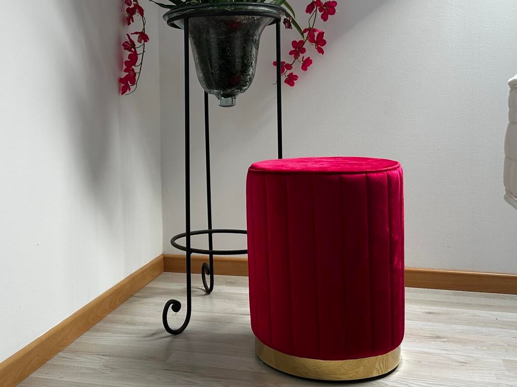 Poef decoratief fuchsia / goud, Huis en Inrichting, Ophalen, Nieuw, Modern