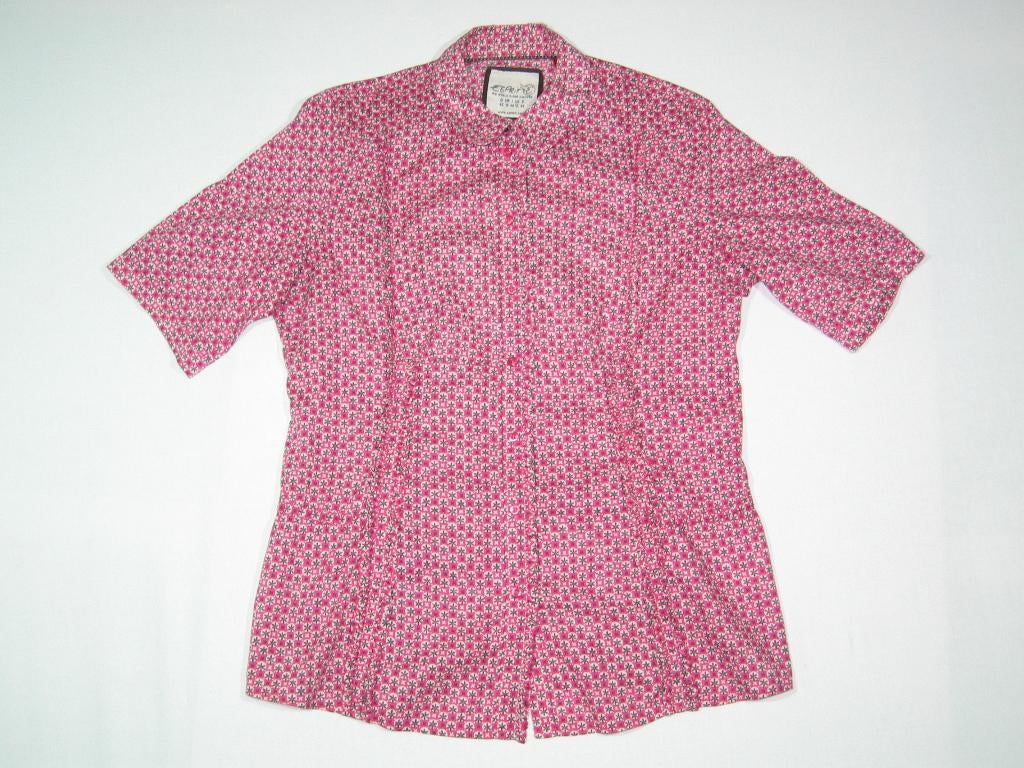 Roze Retro Blouse Van Esprit – Maat 42 – 100% Katoen, Maat 42/44 (L), Ophalen of Verzenden, Roze, Gedragen