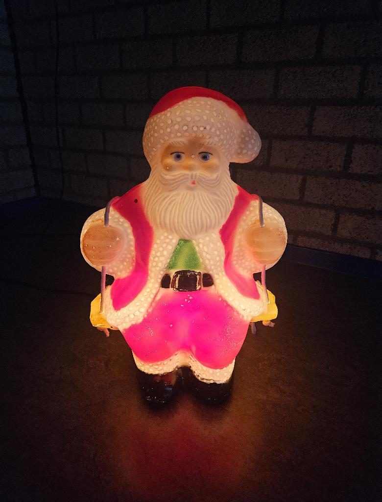Vintage lichtgevende hangende Kerstman / Santa Claus - 49cm, Ophalen of Verzenden, Gebruikt
