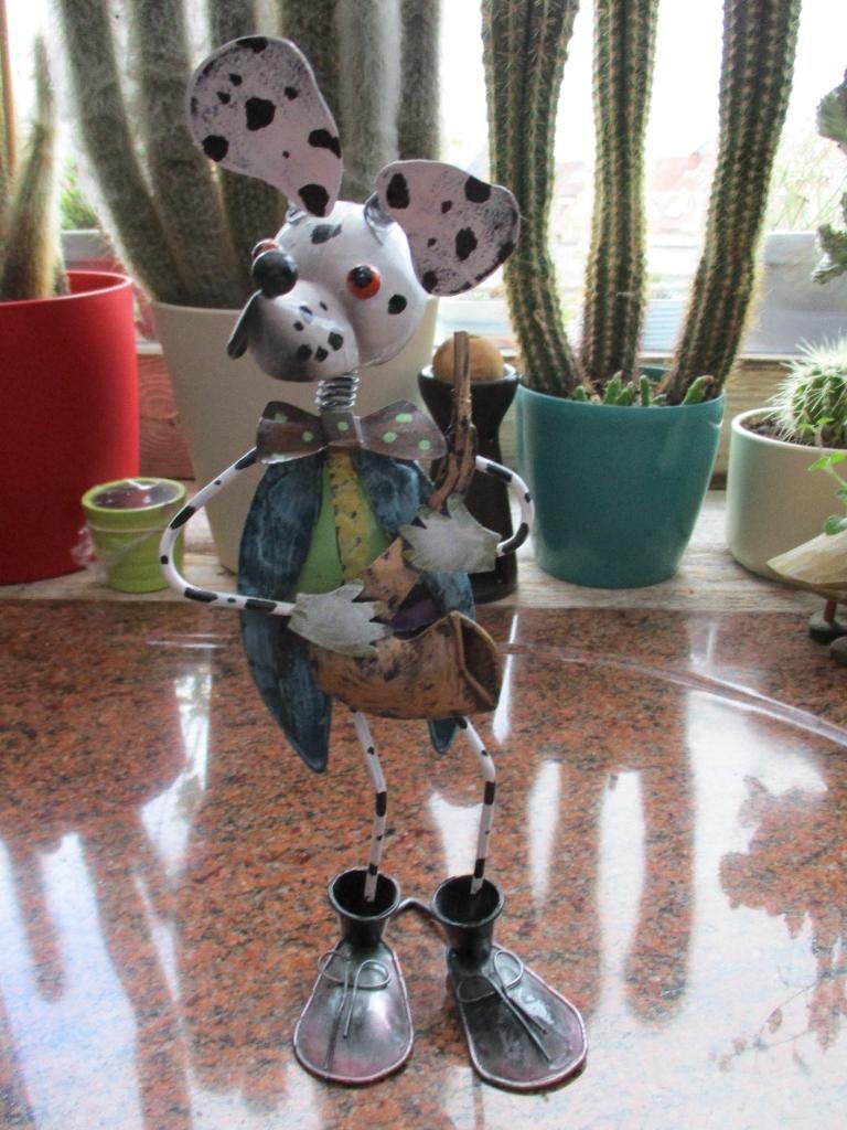 dansende poes en hond, Ophalen of Verzenden, Zo goed als nieuw, Metaal