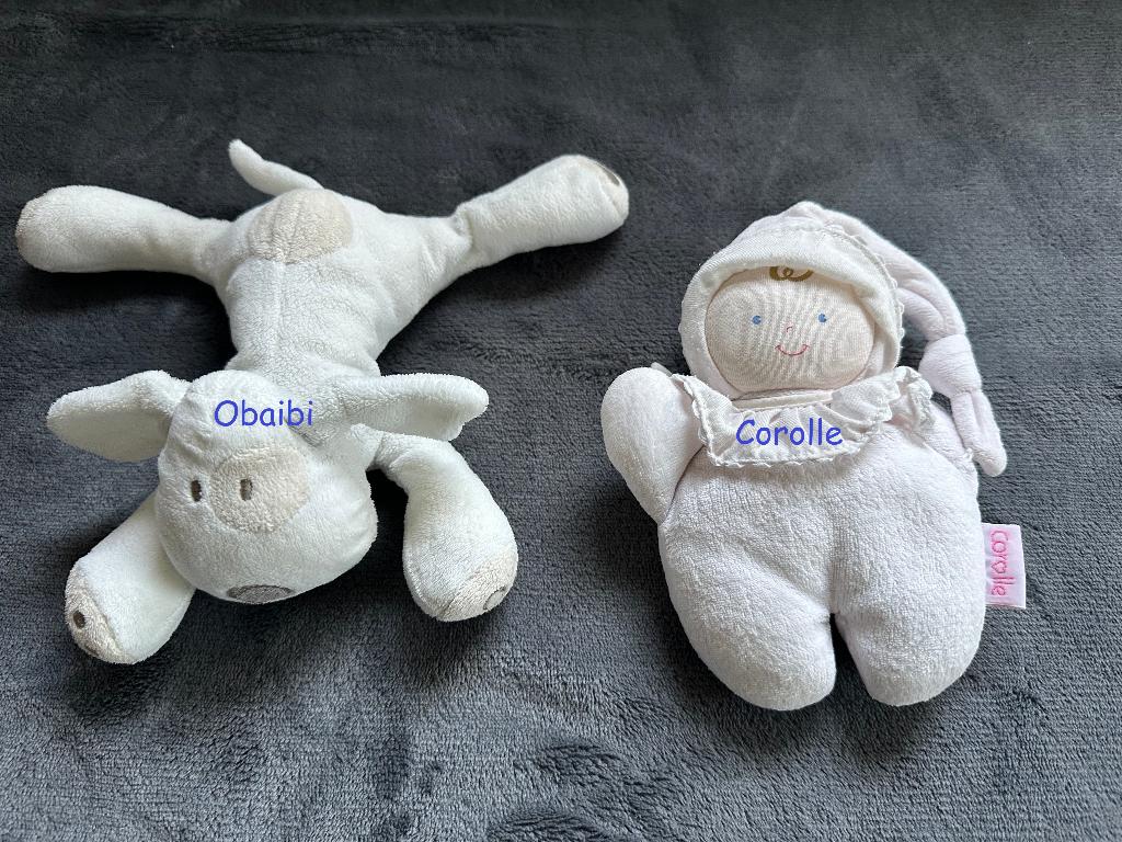 Obaibi doudou blanc + Corolle doudou avec grelot, Enlèvement ou Envoi, Utilisé