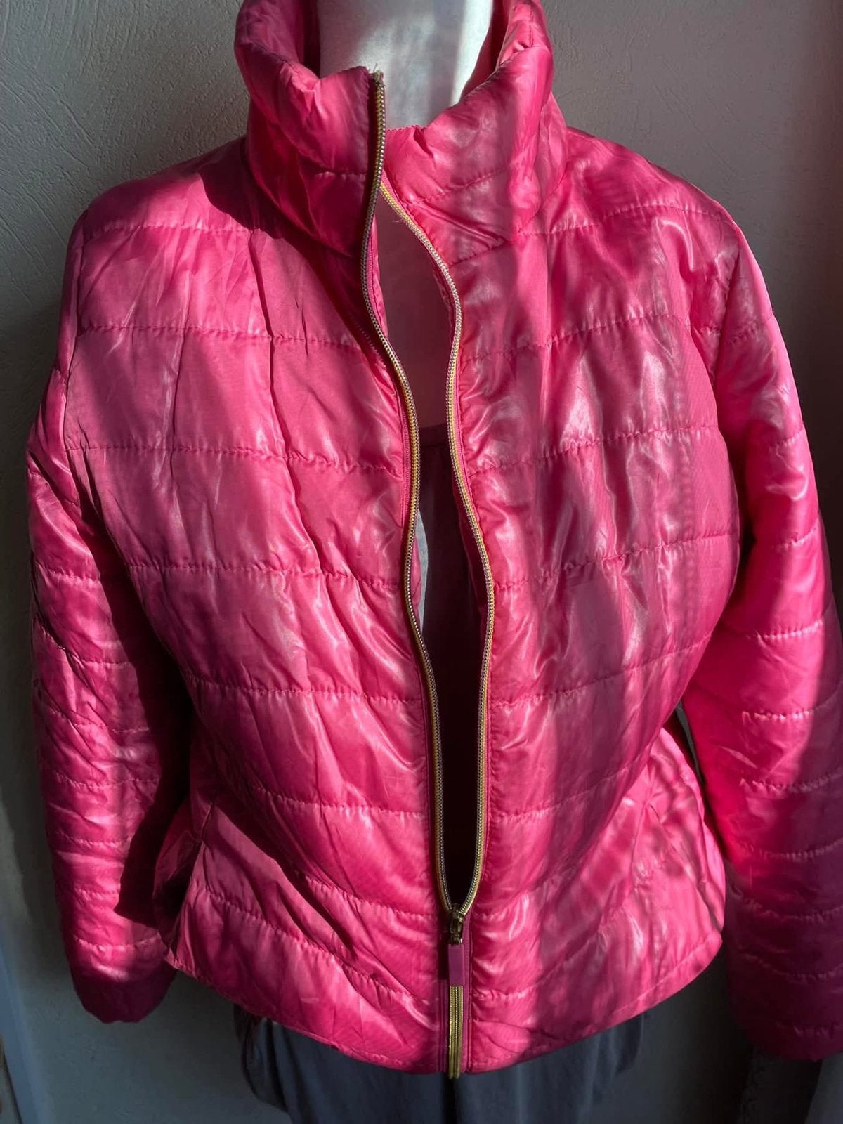 Vintage roze gewatteerde lichte jas (maat 42), Kleding | Dames, Ophalen of Verzenden, Zo goed als nieuw