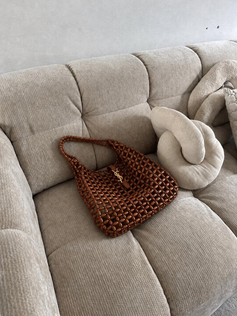 Saint Laurent Le 5 À 7 tas Beaded Wood schoudertas Cassandre, Verzenden, Nieuw, Leer