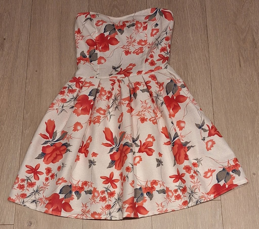 Gebloemde strapless minijurk, Smashed Lemon, maat S, Wit, Ophalen of Verzenden, Zo goed als nieuw, Smashed Lemon