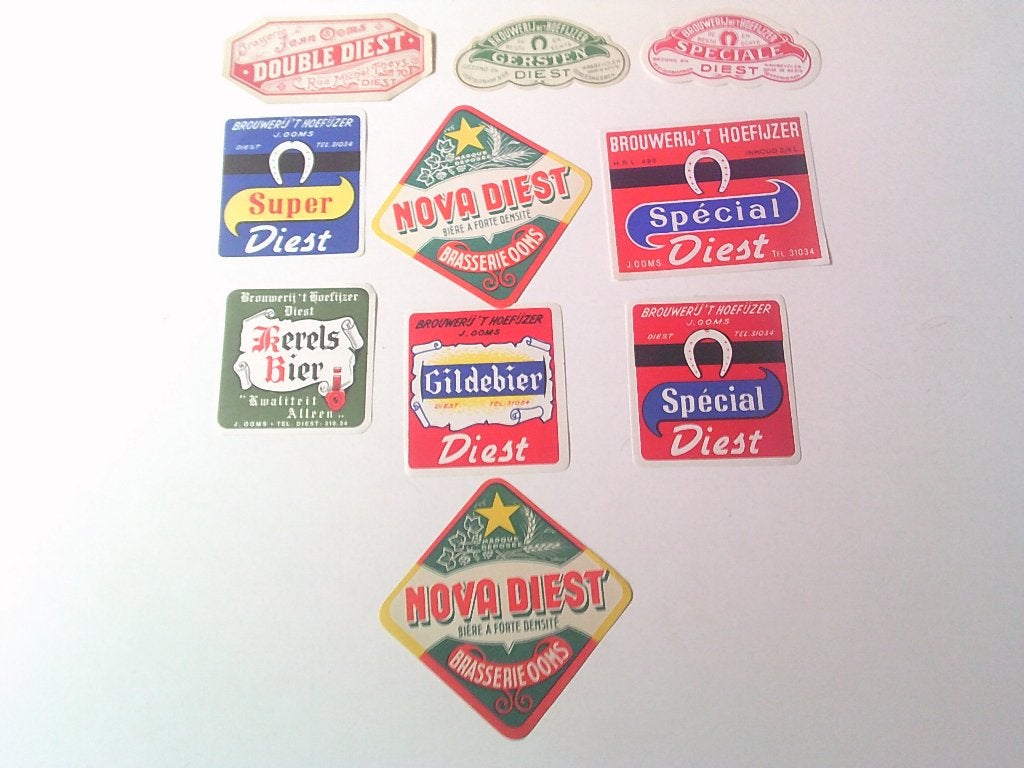 10 bier etiketten brouwerijen diest, Enlèvement, Comme neuf, Autres marques