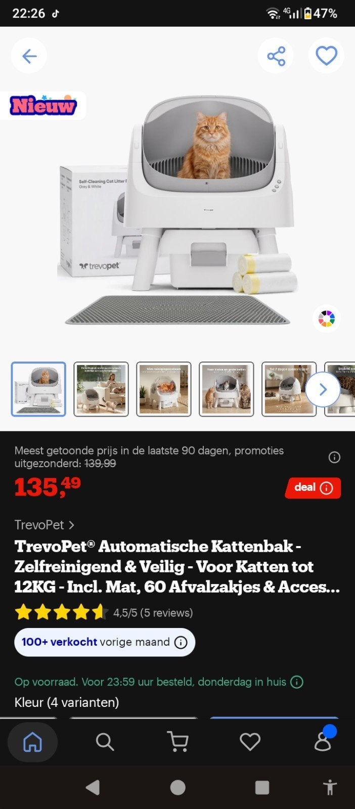 Automatische Kattenbak Zelfreinigend & Veilig Voor Katten, Animaux & Accessoires, Bacs à litière, Enlèvement ou Envoi, Autonettoyant