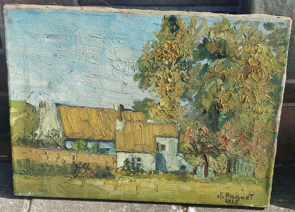 Huile sur toile maison signe Jeanne paquet, Enlèvement ou Envoi