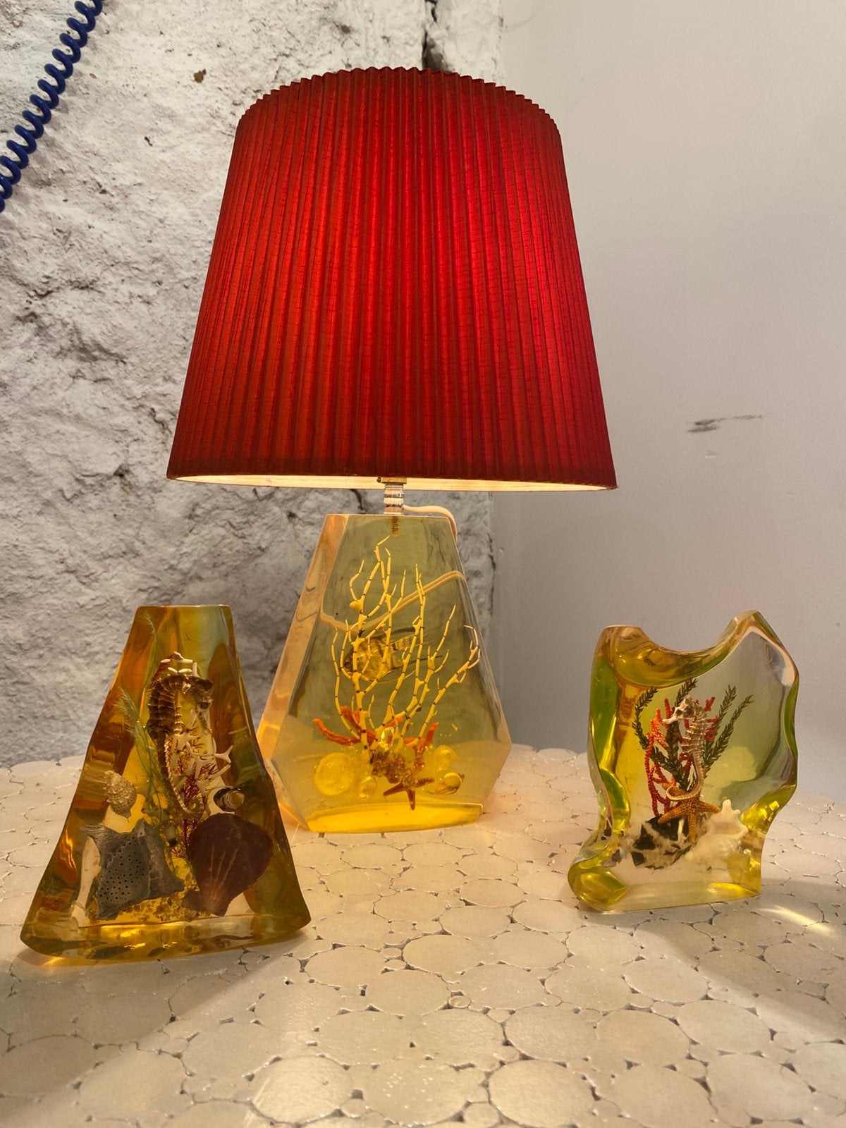 Vintage italiaans 60’s lucite lamp zeefauna, Enlèvement ou Envoi, Comme neuf, Vintage