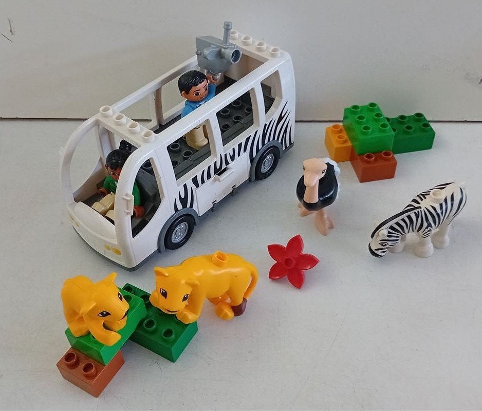 Duplo 10502 - zoo safari bus, Kinderen en Baby's, Speelgoed | Duplo en Lego, Ophalen of Verzenden, Zo goed als nieuw, Duplo, Complete set