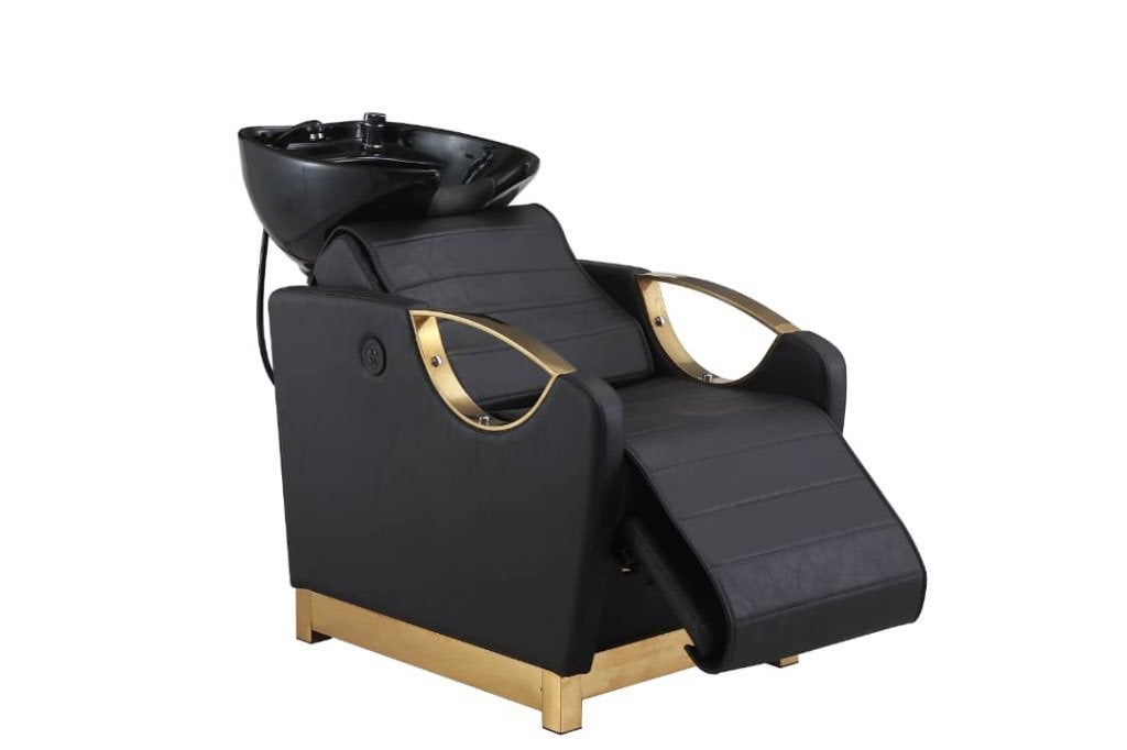 Nieuw wasunit GOLD massage voetsteun kapper electrische, Ophalen, Zwart, Leer, Nieuw