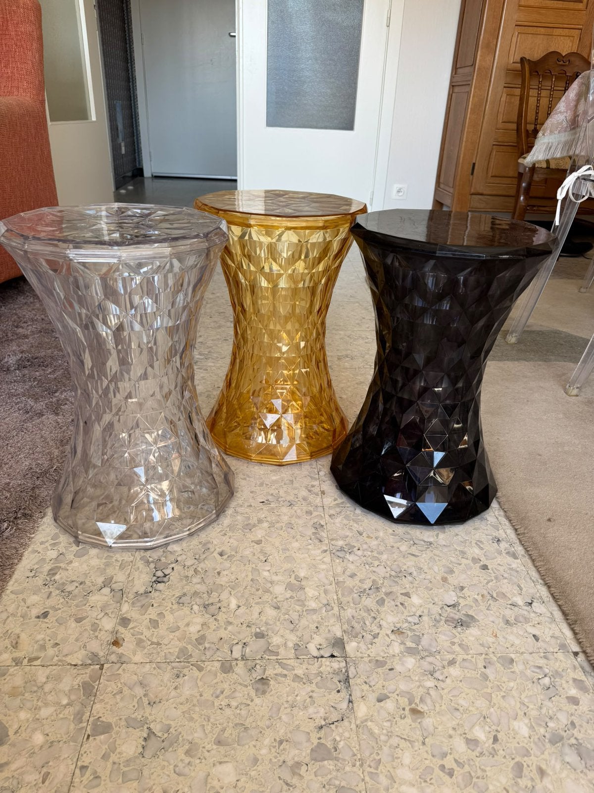 Kruk Stone by Kartell - Kristal, goud en zwart, Ophalen, Zo goed als nieuw, Goud
