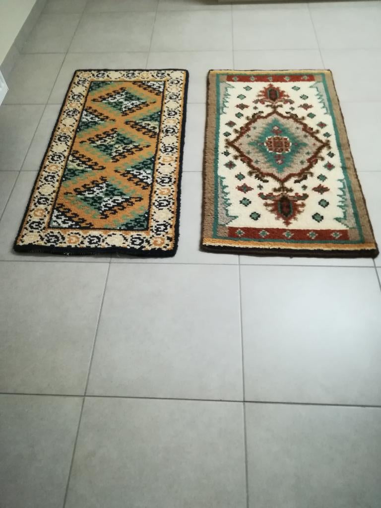 2 zelf handgeknoopte tapijten in smyrna wol, Huis en Inrichting, Ophalen, 100 tot 150 cm, 50 tot 100 cm, Zo goed als nieuw