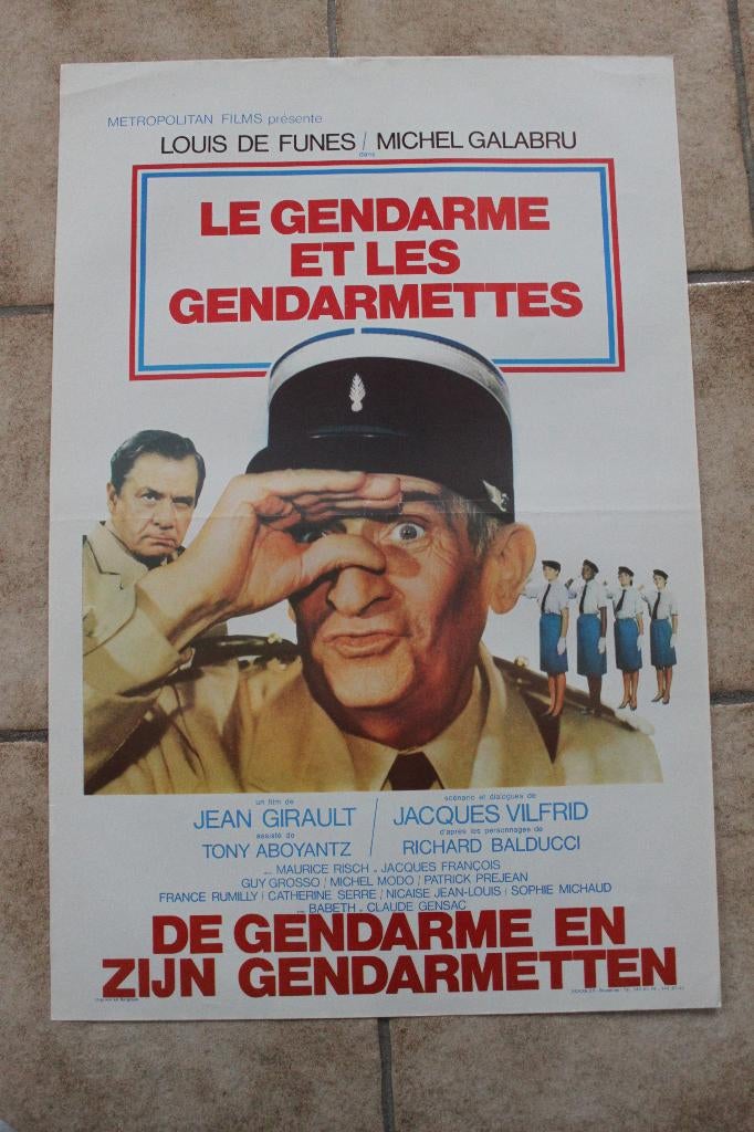 filmaffiche Louis De Funes Gendarme gendarmettes filmposter, Enlèvement ou Envoi, Rectangulaire vertical, A1 jusqu'à A3, Comme neuf