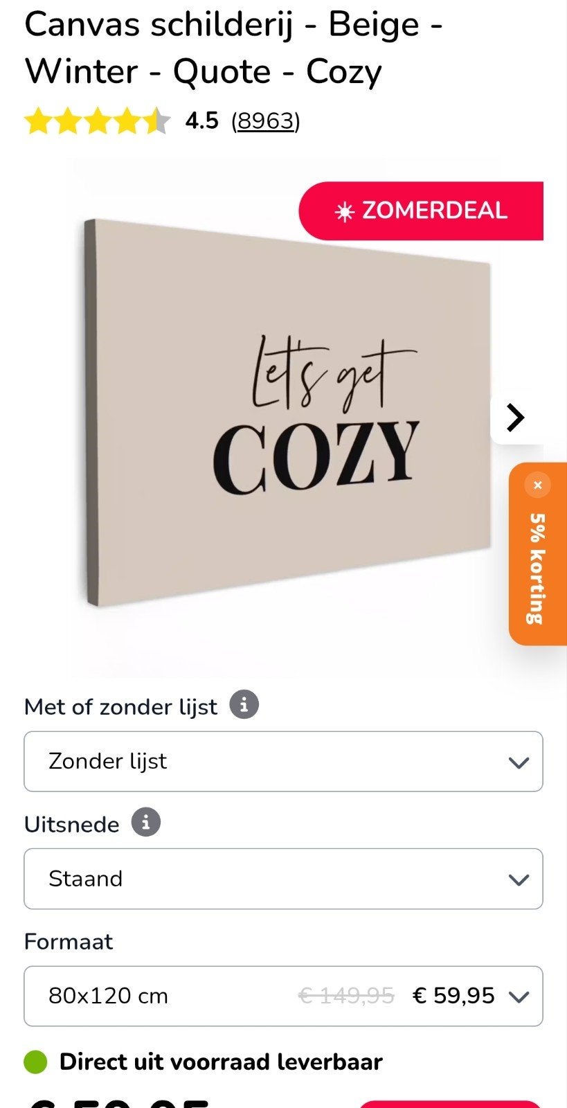 Nieuw groot Canvasdoek Lets get Cozy, Enlèvement