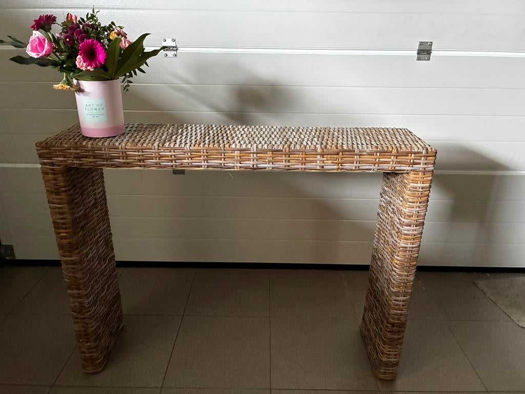 Rotan consoletafel / sidetable – Boho stijl, Huis en Inrichting, Tafels | Sidetables, Ophalen, Overige materialen, 100 tot 150 cm