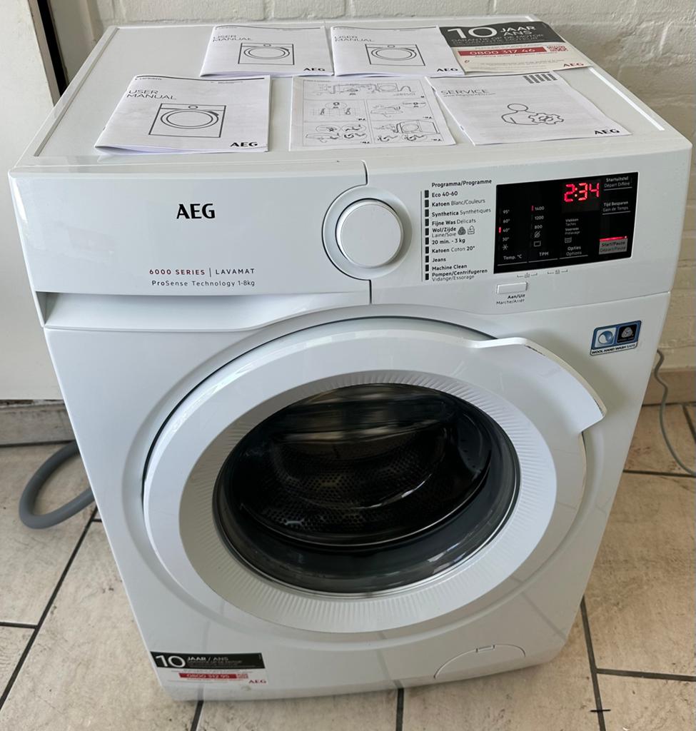 AEG 8Kilo-1400 toeren wasmachine te koop inclusief boekje, Elektronische apparatuur, Wasmachines, Ophalen, Minder dan 85 cm, 8 tot 10 kg
