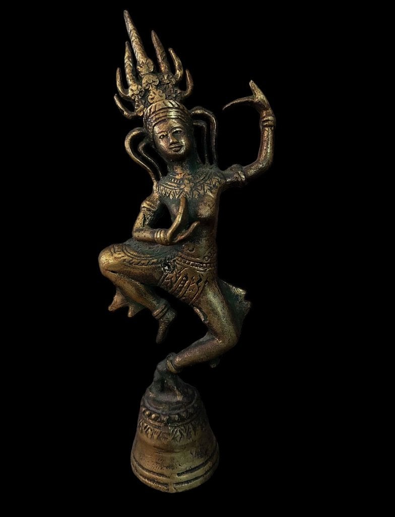18 cm hoge bronzen Khmer-bel, Antiek en Kunst, Ophalen, Brons