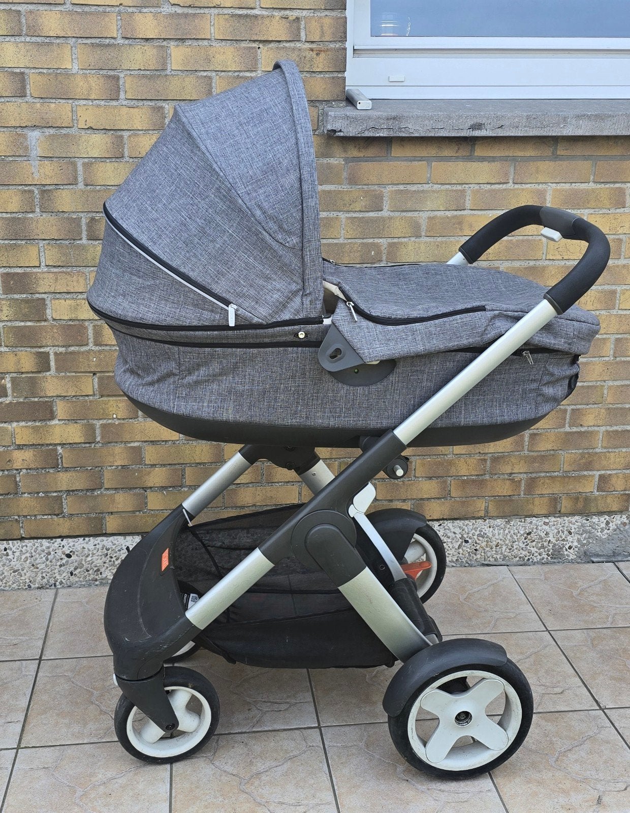 Stokke 3-in-1 Kinderwagenset (Grijze melange) + Accessoires, Ophalen, Kinderwagen, Maxi-Cosi