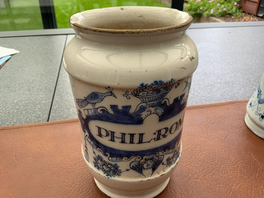 antieke Delfts blauwe apothekerspotten / albarello’s (, Antiek en Kunst, Ophalen