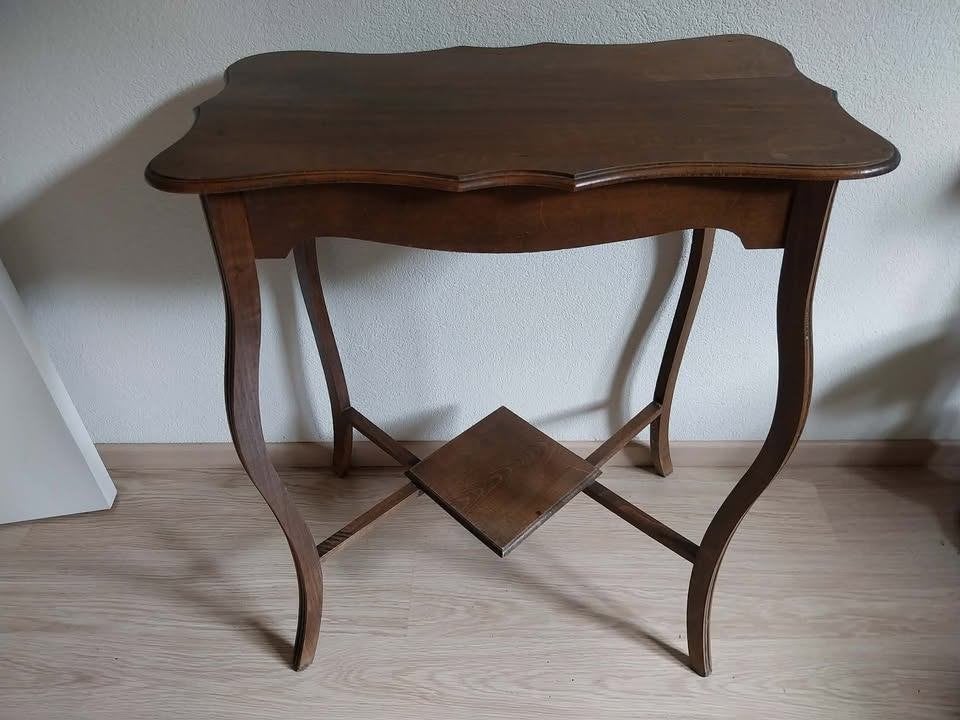 Vintage houten haltafeltje / sidetable – klassiek, Ophalen, Gebruikt, 50 tot 100 cm, Eikenhout