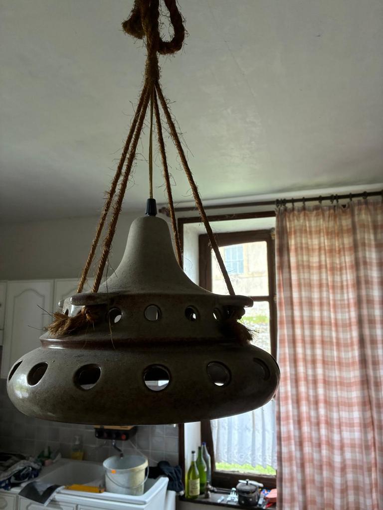 Vintage duitse hanglamp keramiek, Ophalen, Gebruikt