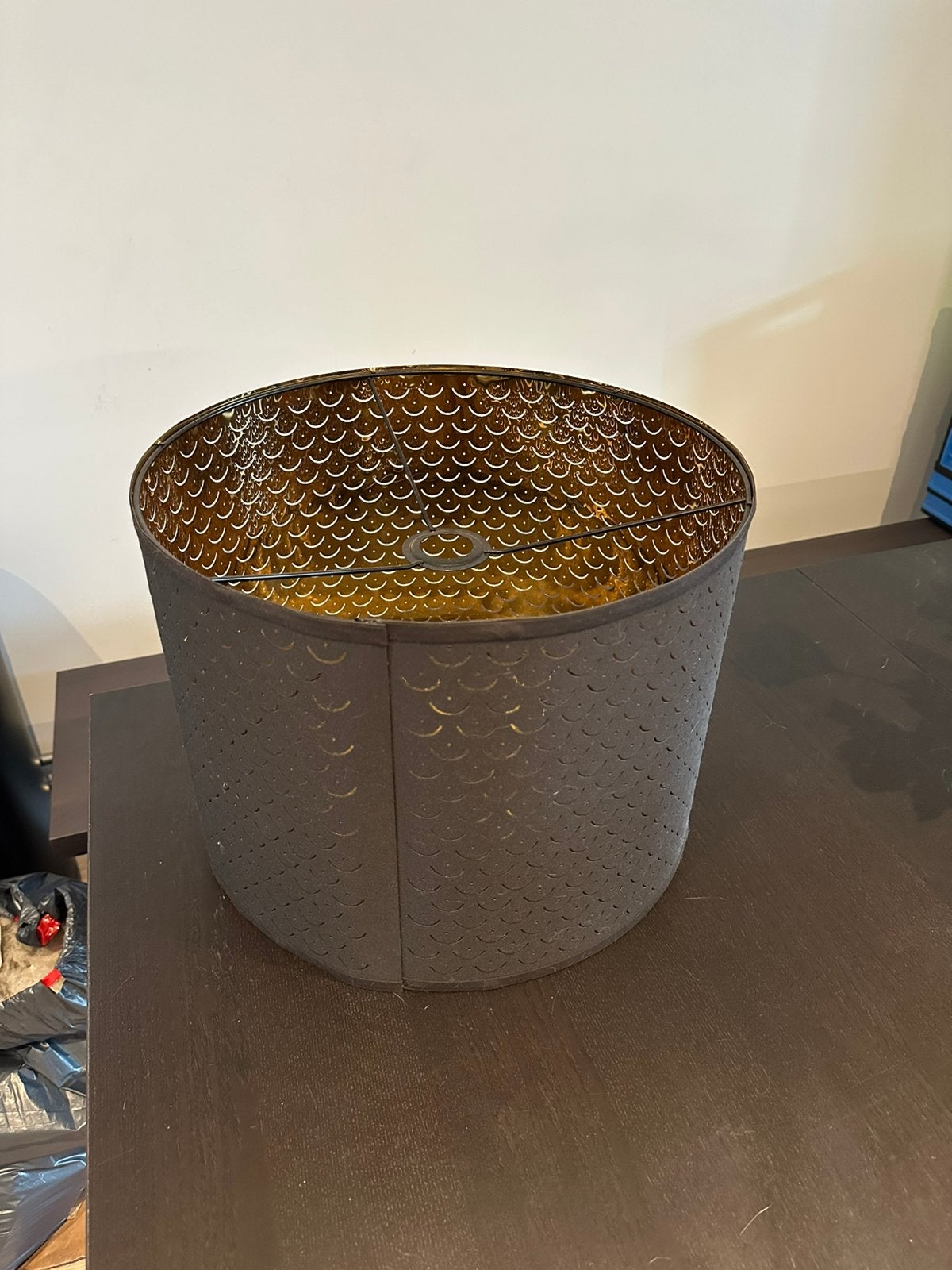 Ikea lampenkap zwart/goud, Rond, Zo goed als nieuw, 59 cm, 35 cm