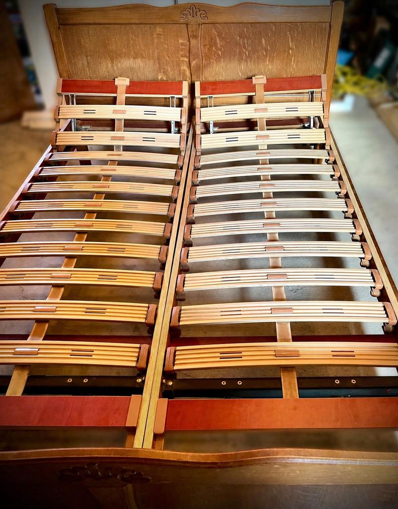 Tweepersoonsbed 1,4m, Ophalen, Gebruikt, Bruin, Tweepersoons