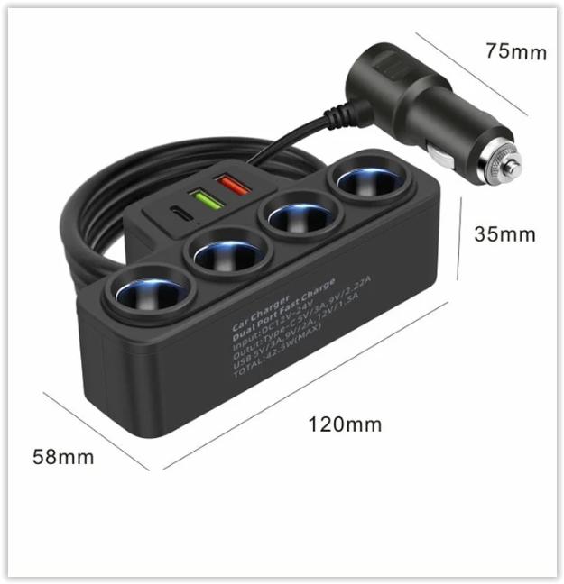 Chargeur de Voiture Multifonction 7-en-1, Équipé de 4 Pris, Enlèvement ou Envoi, Neuf