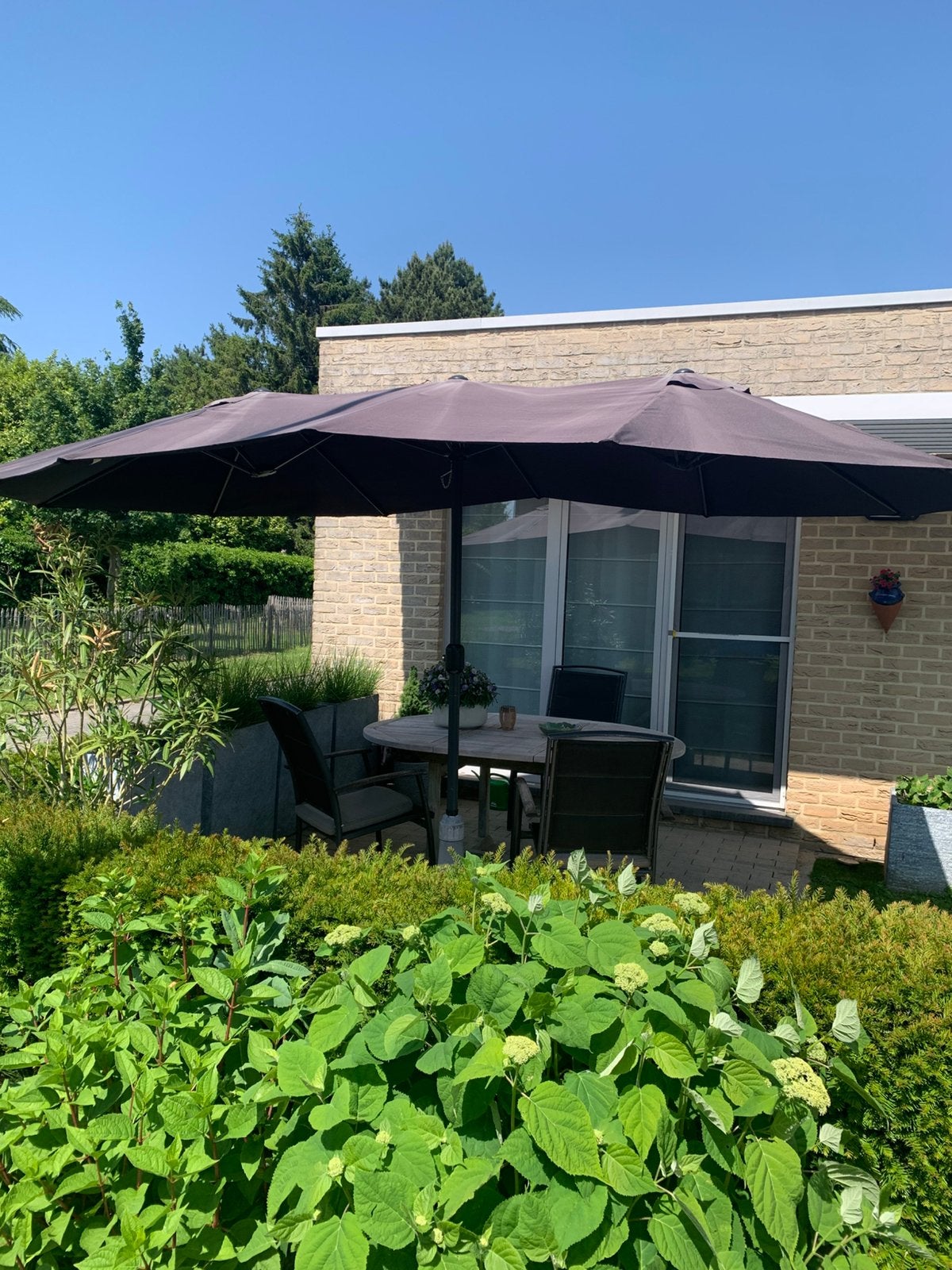 Dubbele parasol zonder voet, Ophalen, Gebruikt