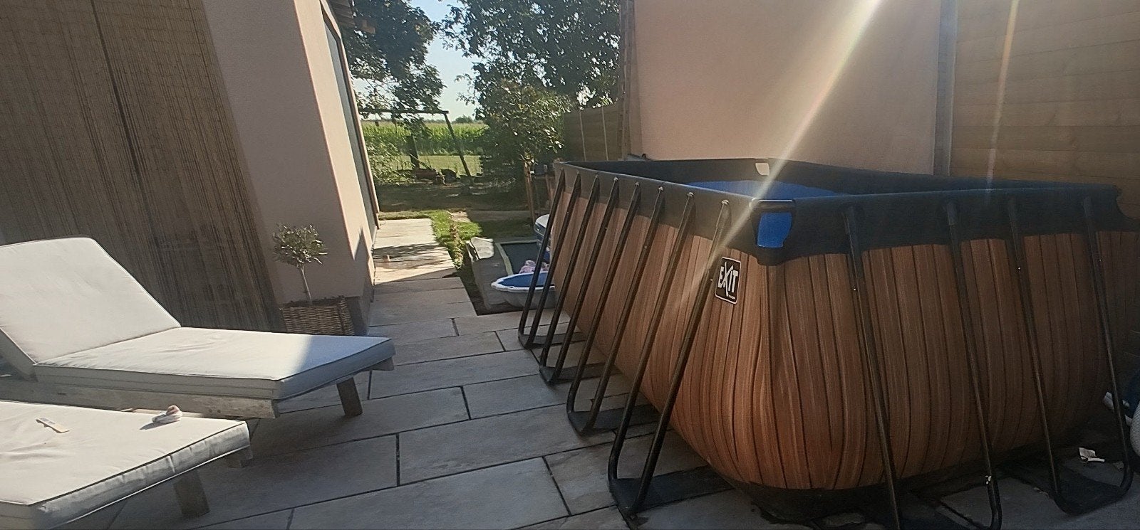 prachtig zwembad Intex houtlook 400x200x122, 200 tot 300 cm, Zo goed als nieuw, Opzetzwembad, 200 tot 400 cm