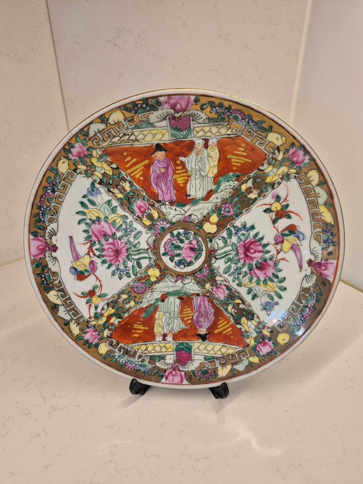Vintage Chinees 'Rose Medallion' Bord – Macau Porselein, Ophalen of Verzenden