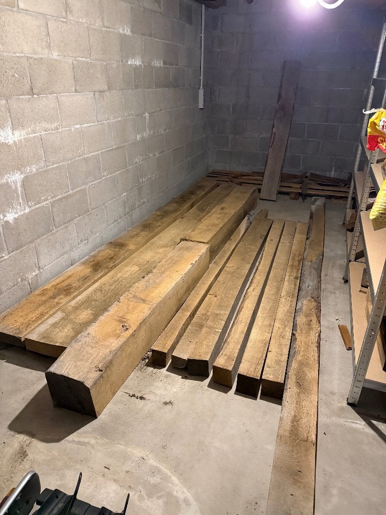 Lot de planches/poutres en chêne brut, Neuf, 50 mm ou plus, 300 cm ou plus, Chêne