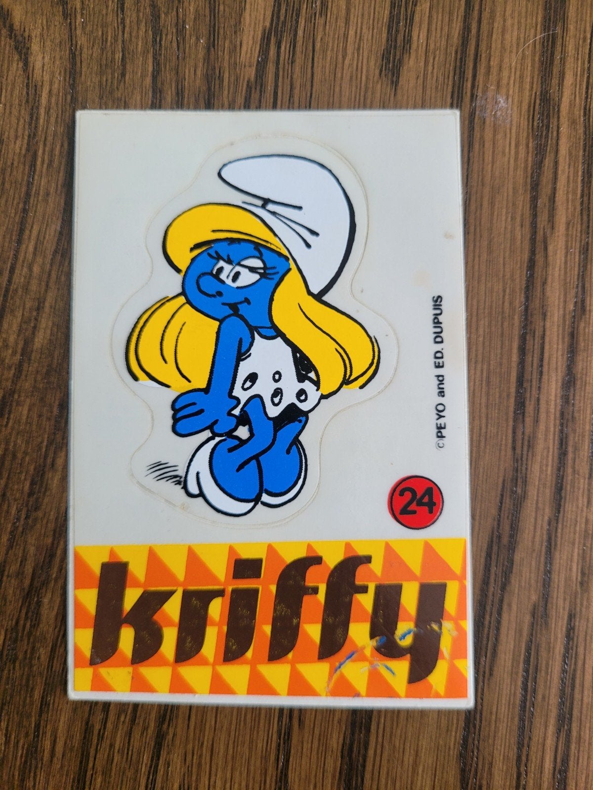 autocollant ancien Les Schtroumpfs Kriffy numéro 24, Collections, Enlèvement ou Envoi