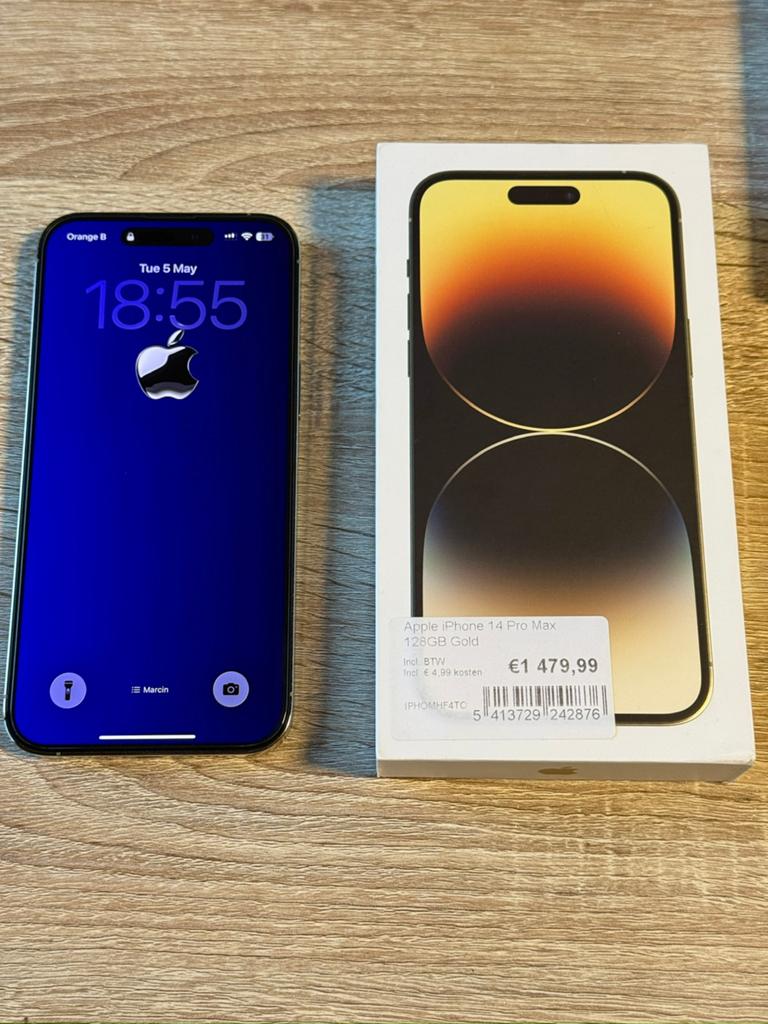 iPhone 14 Pro Max Gold | €470 | Nooit gerepareerd | Mega Set, Telecommunicatie, Mobiele telefoons | Apple iPhone, Ophalen, 128 GB