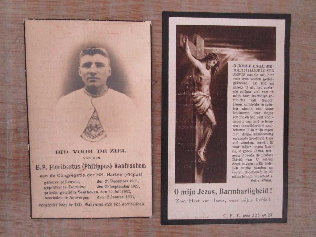 Doodsprentjes Priester gestorven 1933 tot 2001, Ophalen of Verzenden, Rouwkaart