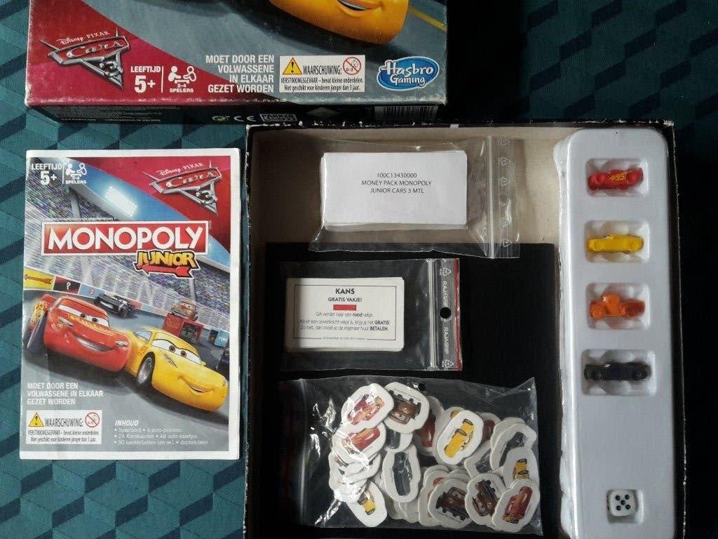 Monopoly Junior Cars, Disney Pixar, 2-4 spelers, 5+, Hasbro, Hobby en Vrije tijd, Gezelschapsspellen | Bordspellen, Ophalen of Verzenden