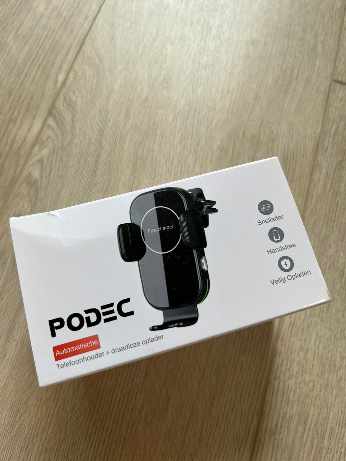 Automatische telefoonhouder+draadloze oplader, Telecommunicatie, Telefoonhouders, Ophalen, Zo goed als nieuw, Auto