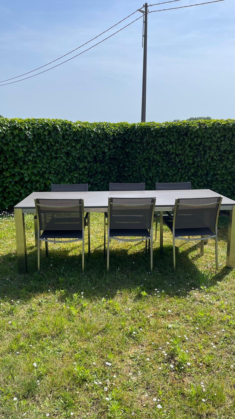 Tuintafel + 6 stoelen, Tuin en Terras, Tuintafels, Ophalen, Zo goed als nieuw, Rechthoekig, Aluminium